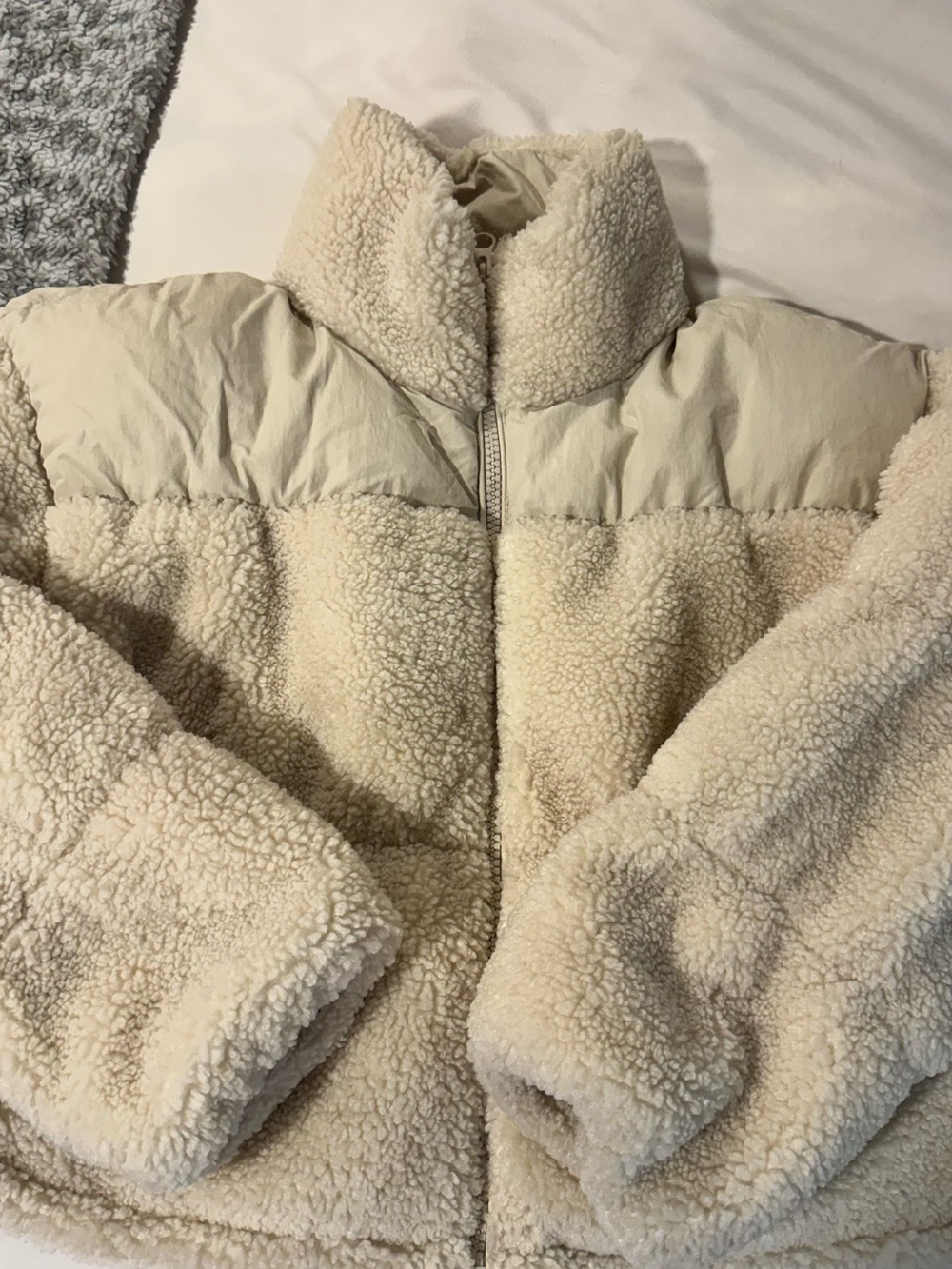 H&M Cream Sherpa Puffer Jacket